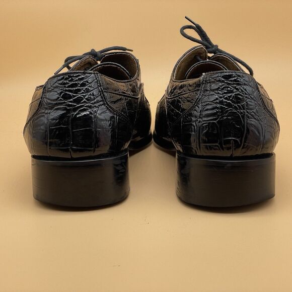 Sevasta Italiano Leather Dress Shoes Men's 11 Black Snake Pattern Dandy Grandad - Picture 9 of 16